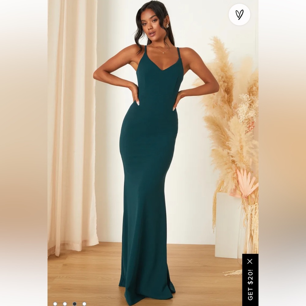 Moments Of Bliss Forest Green Backless
Mermaid Maxi Dress